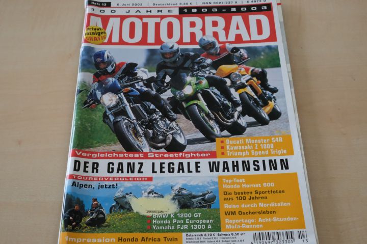 Deckblatt Motorrad (13/2003)