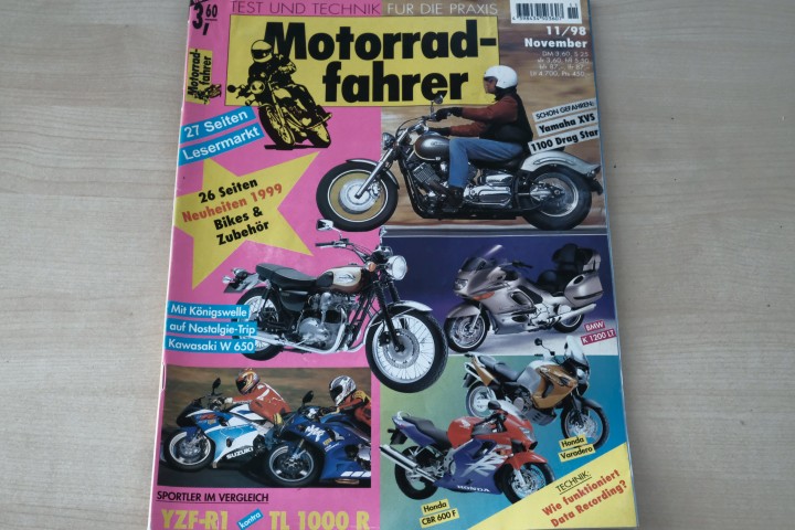 Deckblatt Motorradfahrer (11/1998)